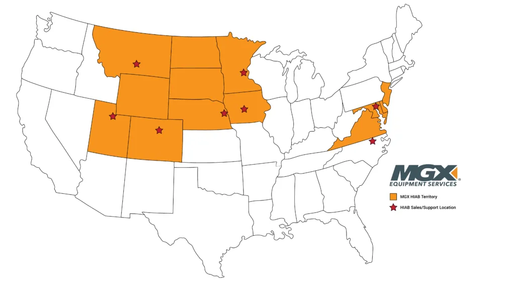 MGX Hiab Loader Crane Dealer Map