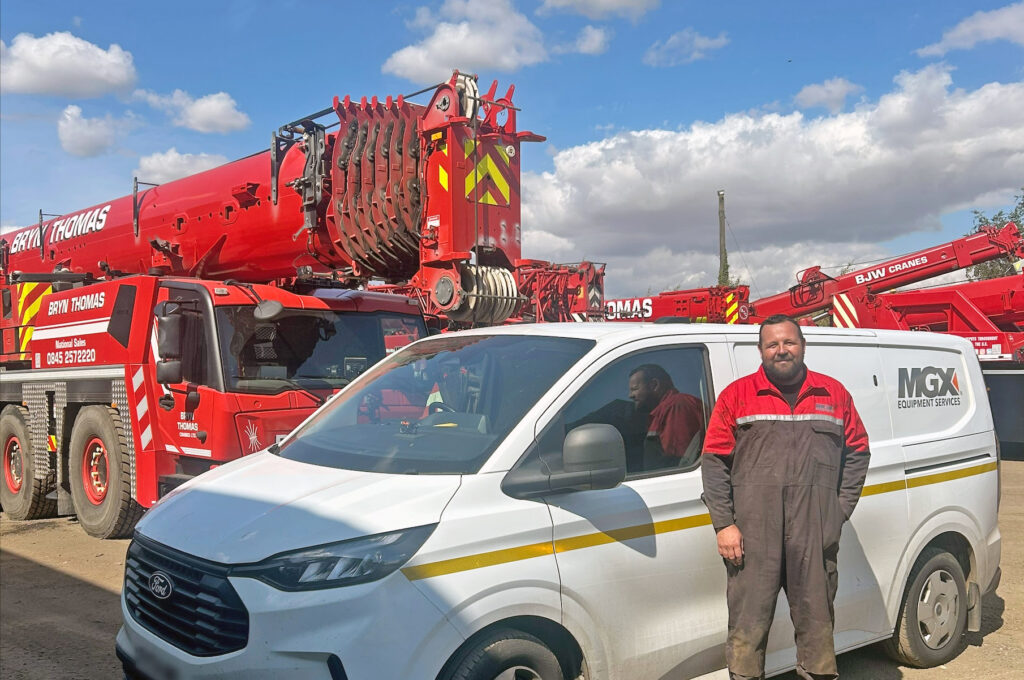 MGX UK technicians servicing a crane to support reliable uptime and performance